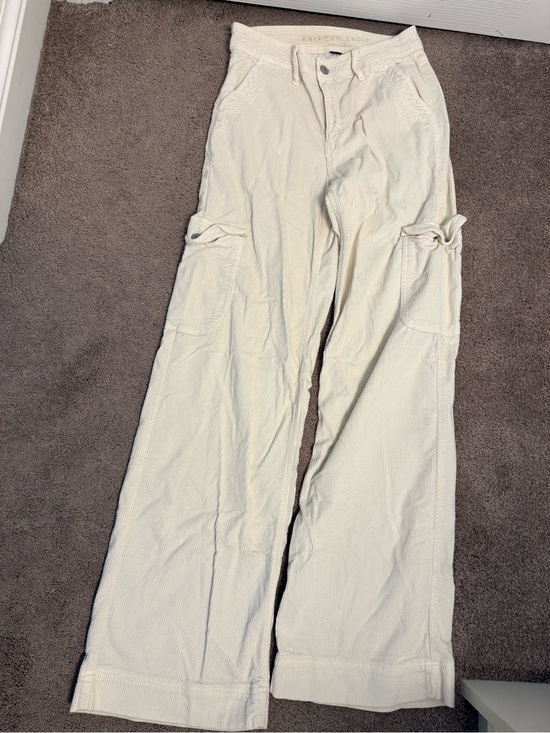 American Eagle Outfitters Pants - American Eagle Outfitters Cream Corduroy Cargo Pants